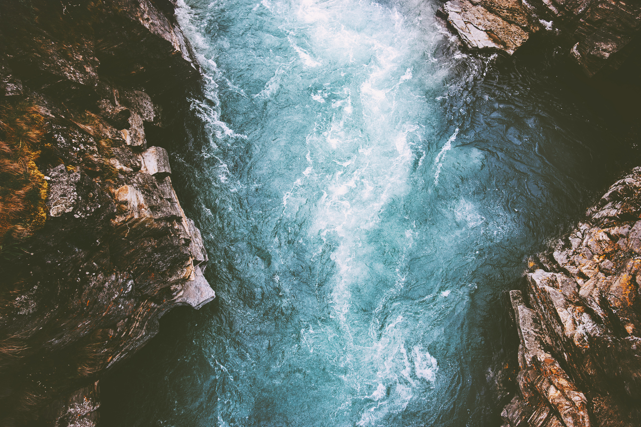 River canyon landscape in Sweden Abisko national park travel aerial view wilderness nature moody scenery